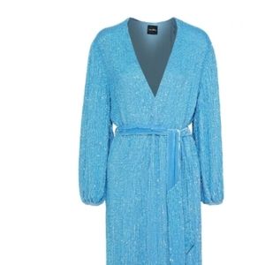 Retrofete blue sequined wrap dress